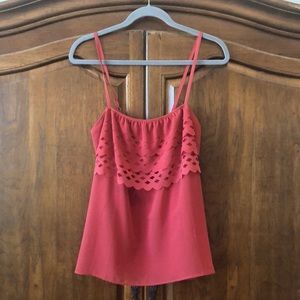 Burnt Orange Sleeves Tank Top Spaghetti Strap